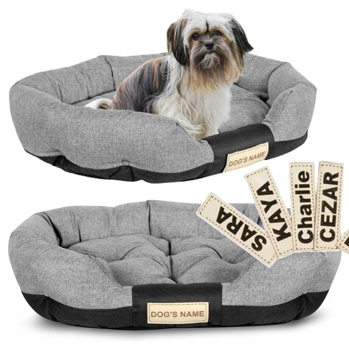 Legowisko dla psa 100x75 cm personalizowane wodoodporne szare
