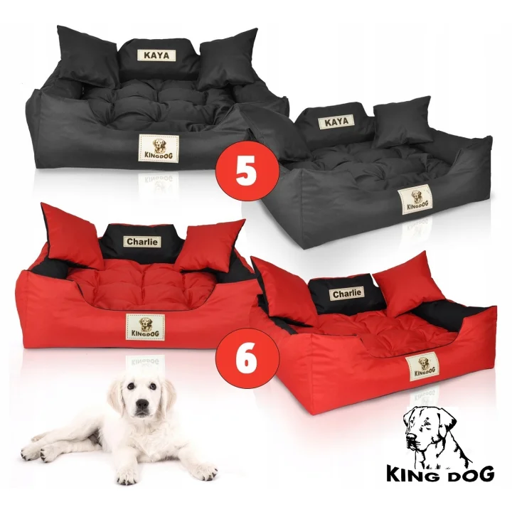 Legowisko dla psa kojec KINGDOG 130x105 cm personalizowane wodoodporne brązowe