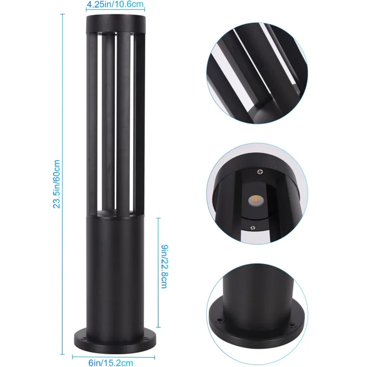 Lampa ogrodowa LED Kingwen OS1186 12W 3000K 60cm IP65 czarna klasa G