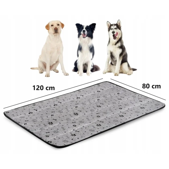 Legowisko dla psa mata 120x80 cm wodoodporne kości czarne