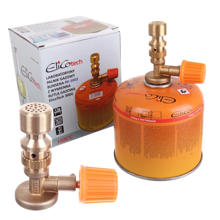 GTU_02 Laboratoryjny palnik Bunsena RK-5002 + gaz 300g