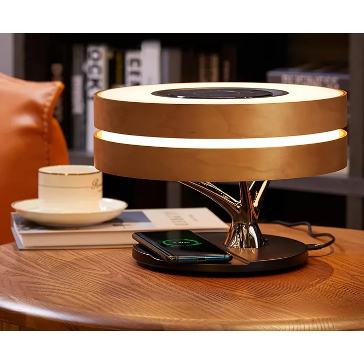 Lampa nocna Masdio Horizon ładowarka 10W zegar lampka z funkcją AMPULLA bezprzewodowego ładowania i budzikiem
