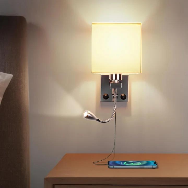 Lampa LED do czytania regulowana ALLOMN gęsia szyja USB chrom POWYSTAWOWY