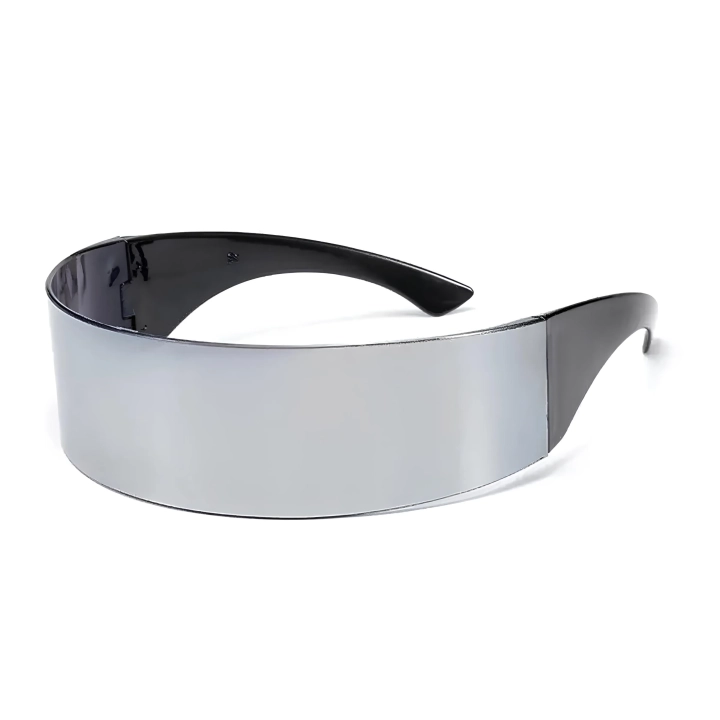 Futurystyczne okulary przeciwsłoneczne srebrne stylowe okulary UV400 z lustrzaną powłoką, modny design unisex