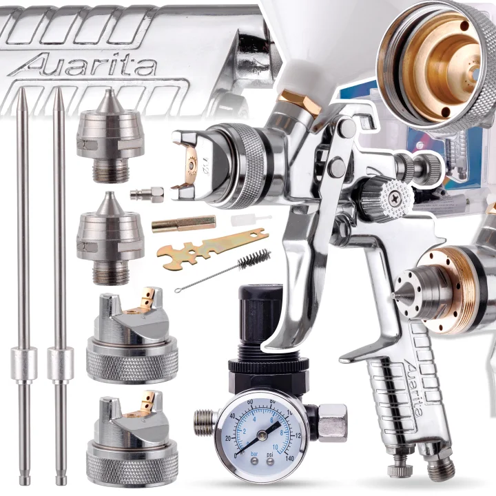 Pistolet Lakierniczy AUARITA HVLP 2x Dysza 1,4 1,7 mm do Malowania Reduktor
