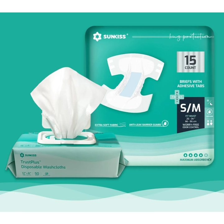 Pieluchy dla dorosłych SUNKISS TrustPlus S/M 60 szt jednorazowe