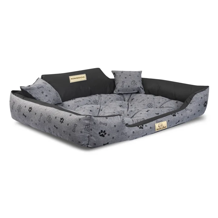 Legowisko dla psa kojec KINGDOG 115x95 cm personalizowane wodoodporne kości czarne