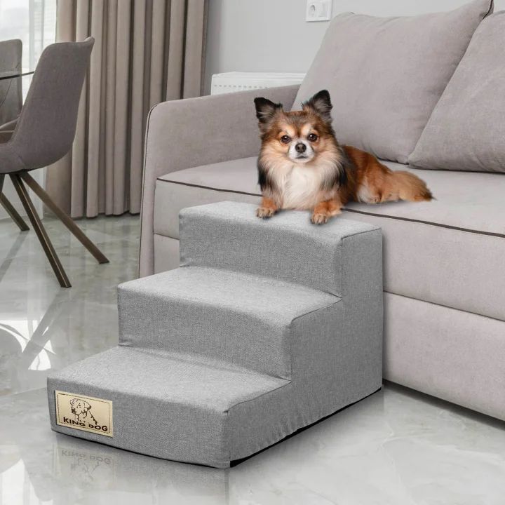 Schody 3 stopniowe rozbieralne, antyslip 45x30x30 cm len szary