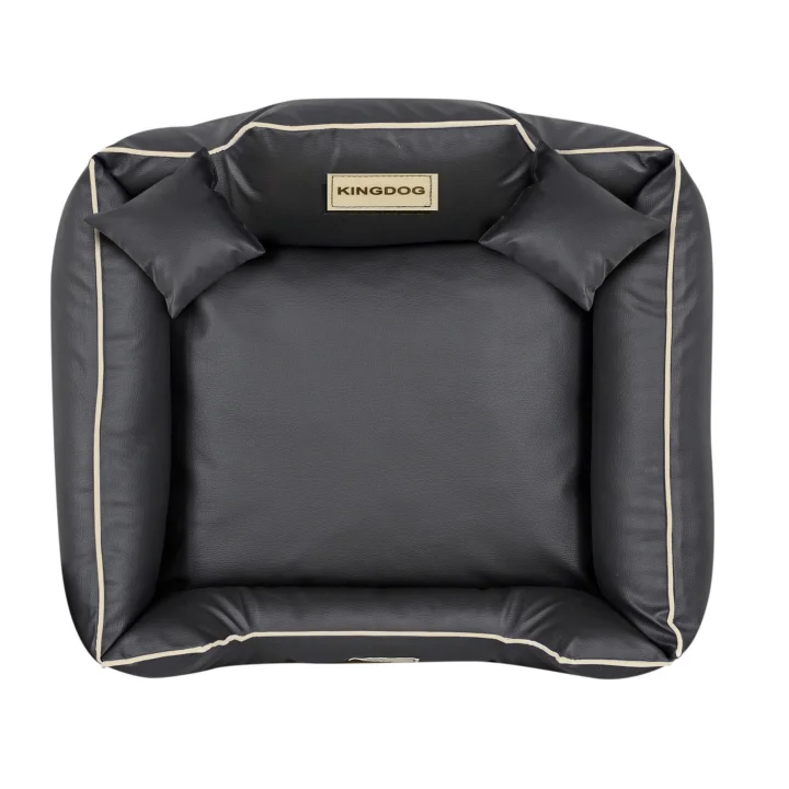 Legowisko dla psa kojec KINGDOG EKOSKÓRA 100x75 cm personalizowane rozbieralne antyslip czarne