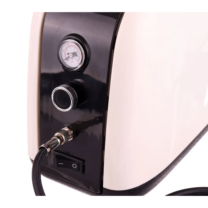 Cichy Kompresor Modelarski HS-386 Auto Stop Wentylator Filtr Aerograf 0,3mm