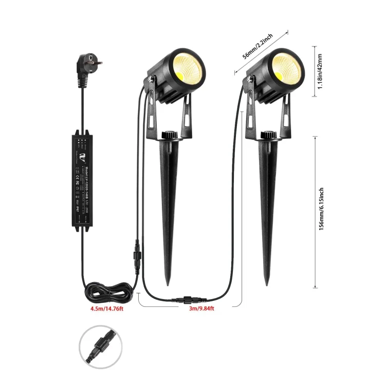 Oświetlenie ogrodowe ECOWHO 6x LED lampy z kolcem IP65 ciepła biel