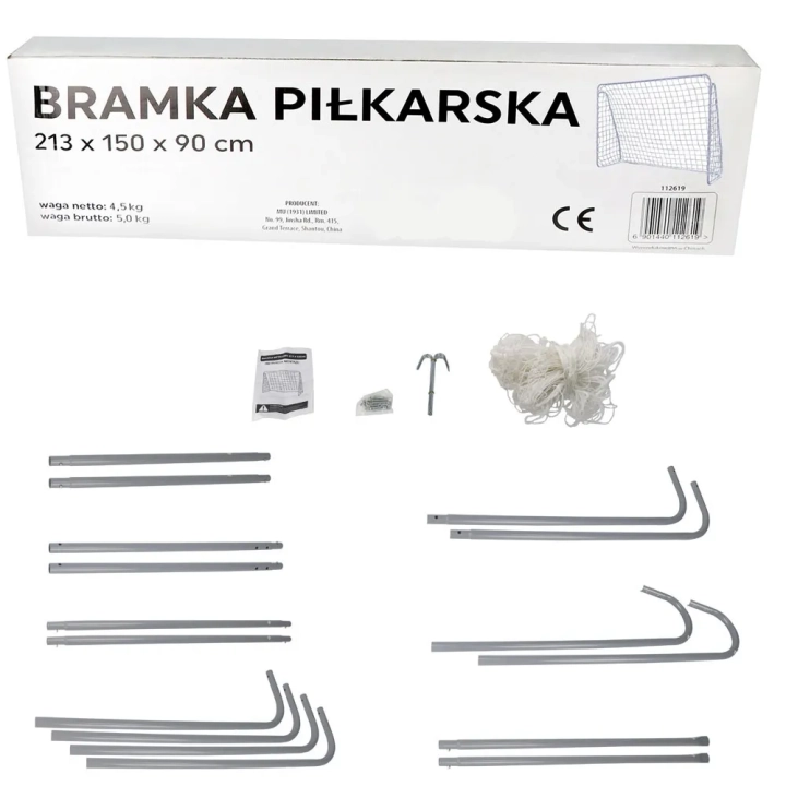 DUŻA METALOWA BRAMKA PIŁKARSKA 213x150x90 SIATKA