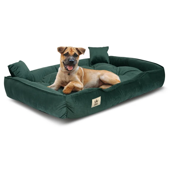 Legowisko dla psa kojec 115x95 cm welur ciemnozielony