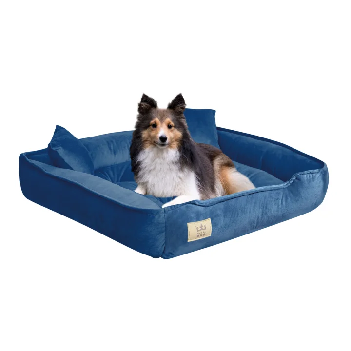 Legowisko dla psa kojec 75x65 cm welur niebieski
