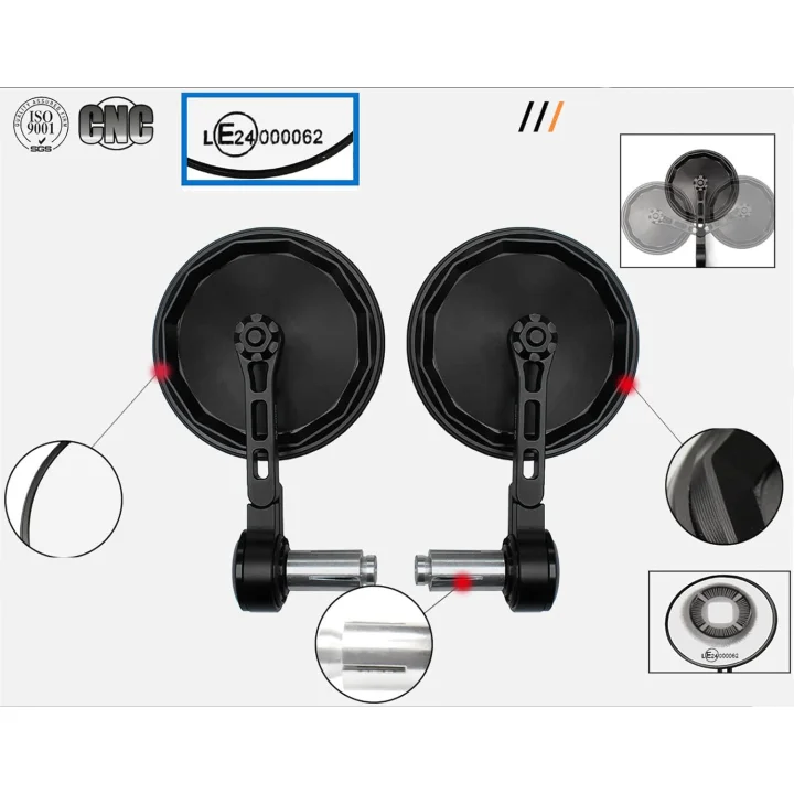 UŻYWANE Lusterko motocyklowe FENRIR 801-0505 okrągłe CNC antyodblaskowe