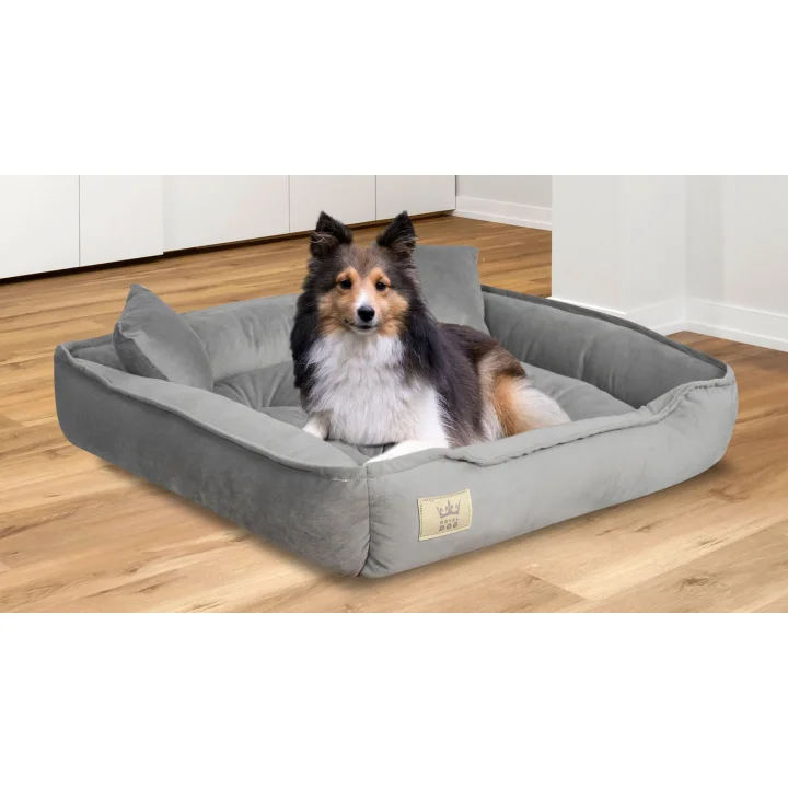Legowisko dla psa kojec 75x65 cm welur szary