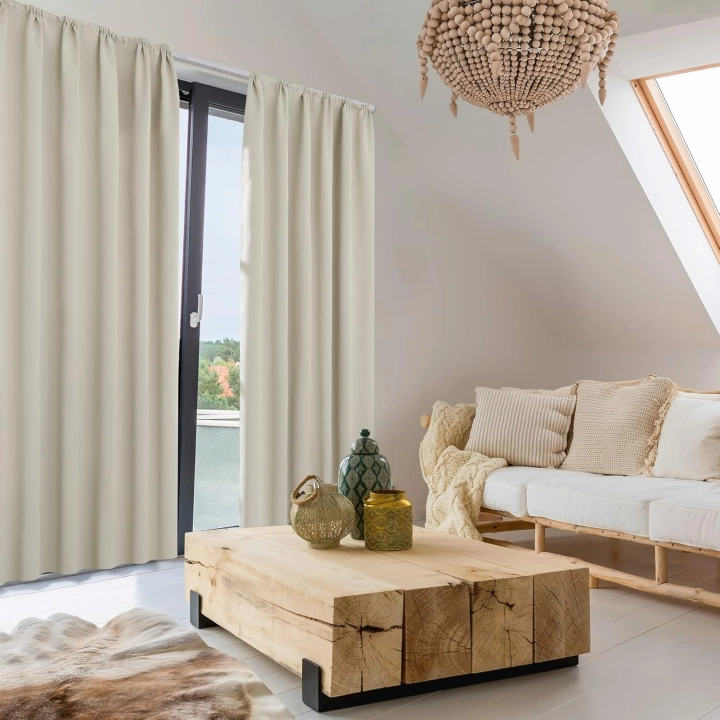 Zasłony zaciemniające Deconovo 140х245cm beżowe komplet 2 szt.