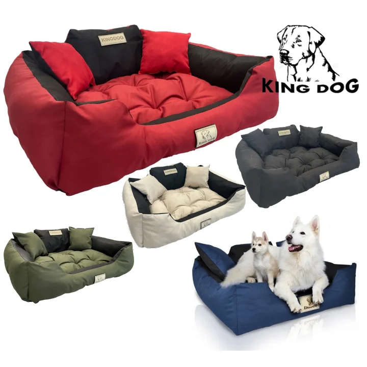 Legowisko dla psa kojec KINGDOG 130x105 cm personalizowane wodoodporne czerwone