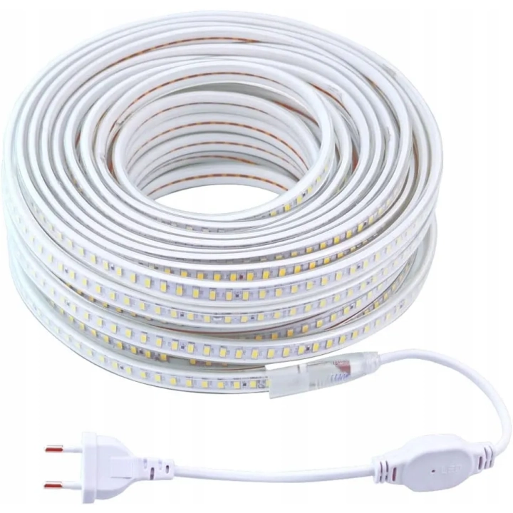 Taśma LED pcning 230V 15M 120 diod z wtyczką EU, 4000K, biała