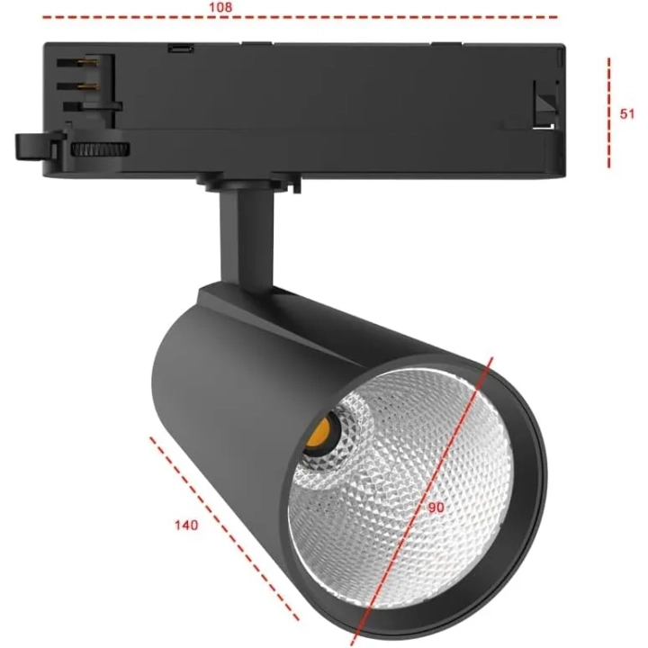 Reflektor szynowy LED 30W 3-fazowy 4000K biały neutralny czarny