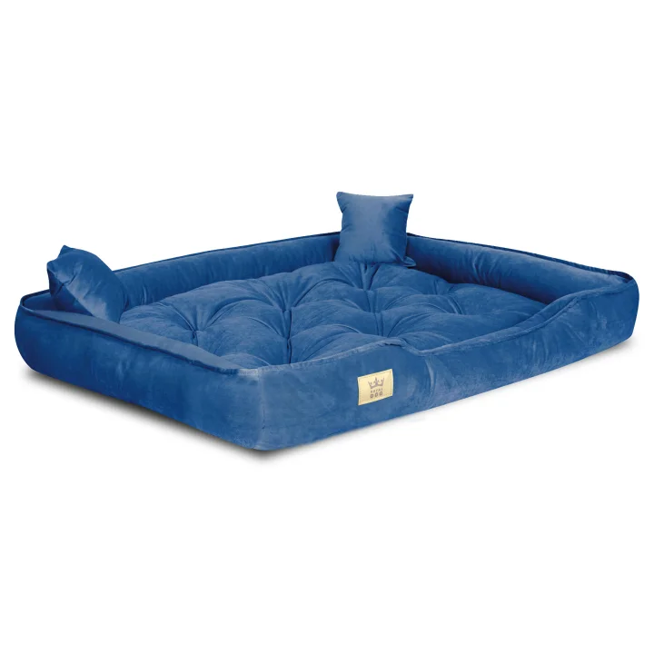 Legowisko dla psa kojec 130x105 cm welur niebieski
