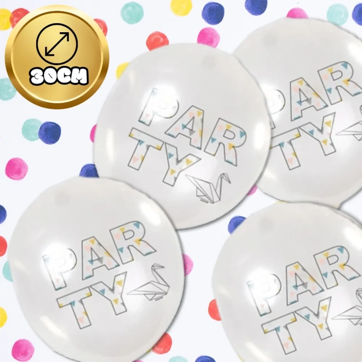 DUŻE BALONY TRANSPARENTNE BIAŁE 12 SZT PARTY ORIGAMI URODZINY
