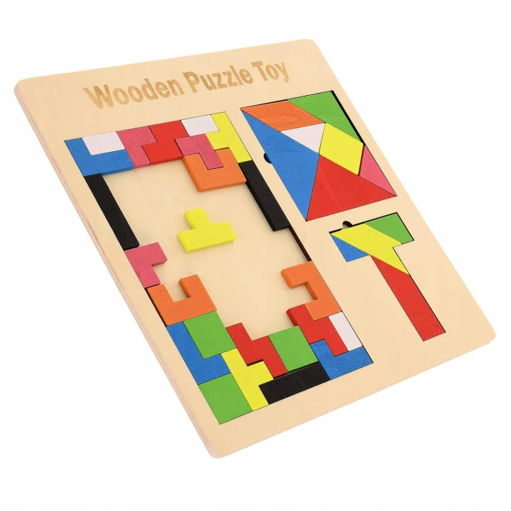 LT327 GRA TETRIS 3W1 DREWNIANE KLOCKI UKŁADANKA TANGRAM