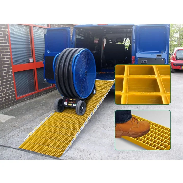 Stopnie schodowe przemysłowe z kraty FRP 270×1200×38mm odporne na korozję