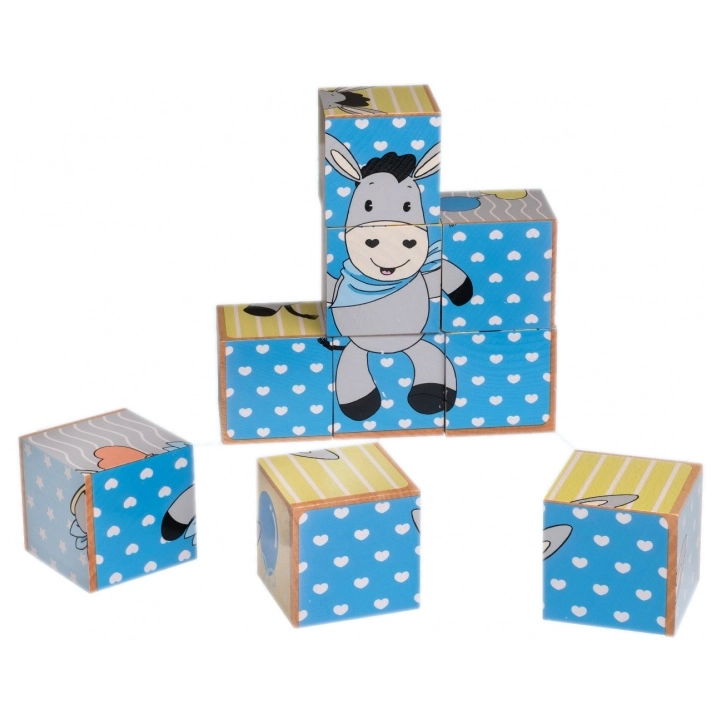 Happy People Wooden puzzle klocki 9pcs blue