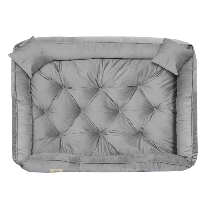 Legowisko dla psa kojec 130x105 cm welur szary