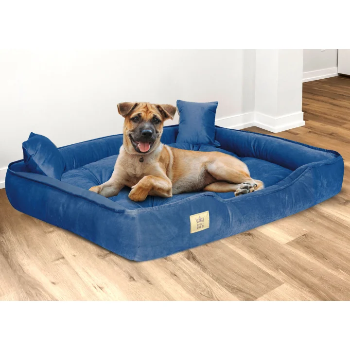 Legowisko dla psa kojec 115x95 cm welur niebieski