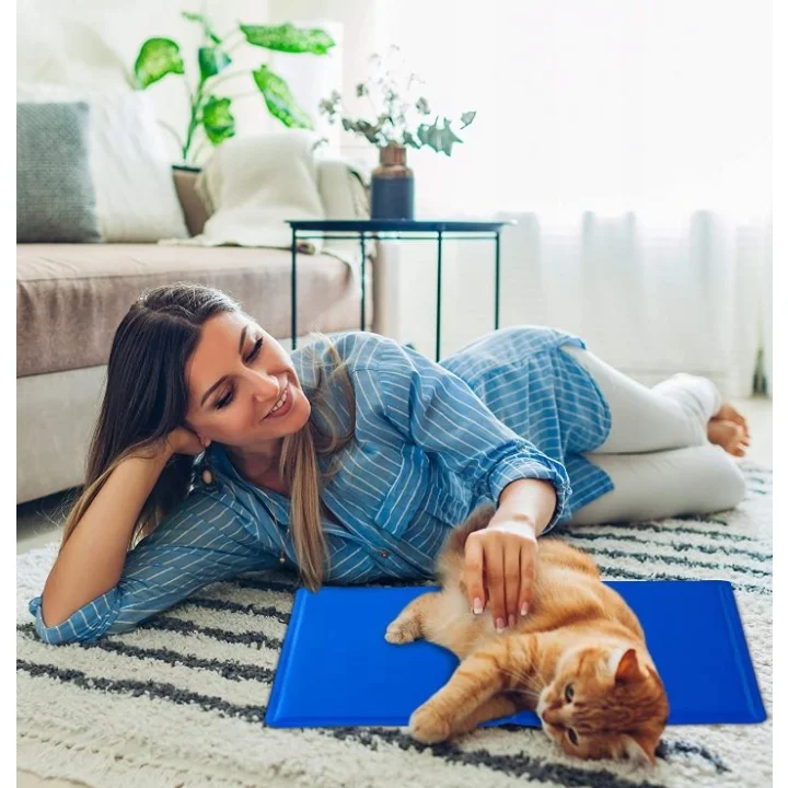 Żelowa mata chłodząca dla zwierząt 52x52 cm niebieska