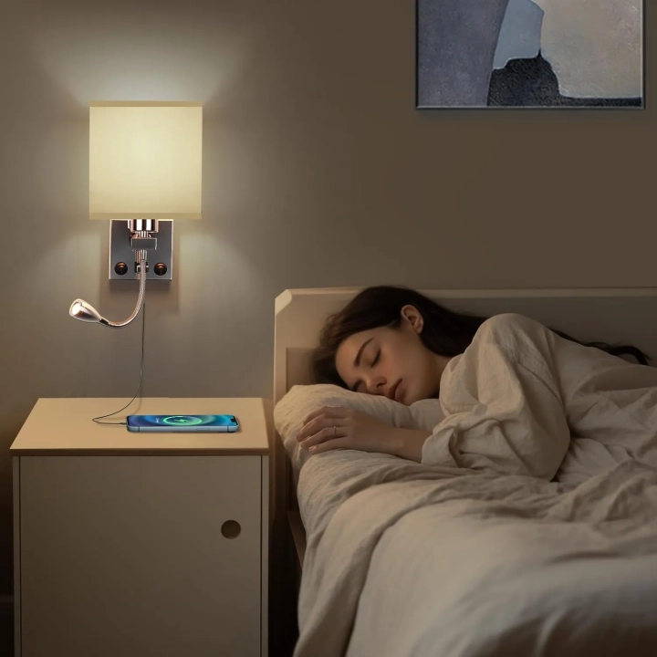 Lampa LED do czytania regulowana ALLOMN gęsia szyja USB chrom POWYSTAWOWY