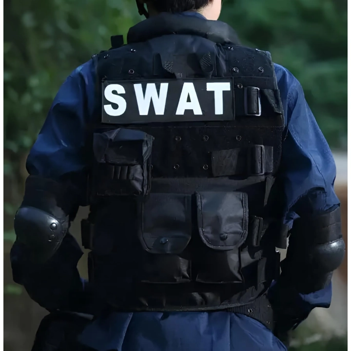 Kamizelka taktyczna, wojskowa czarna policja SWAT kamizelka ochronna militarna
