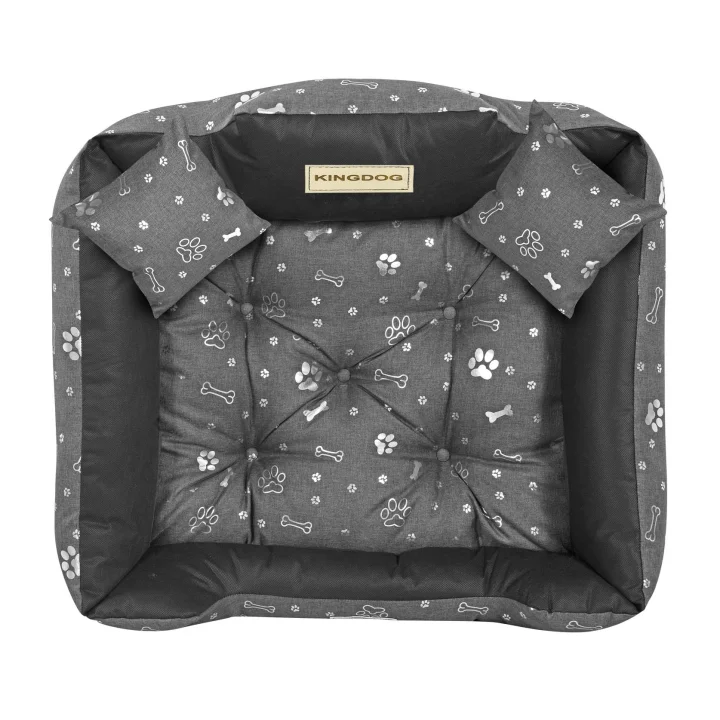 Legowisko dla psa kojec KINGDOG 75x65 cm personalizowane wodoodporne kości srebrne