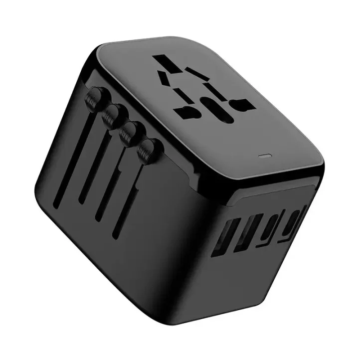Uniwersalny adapter podróżny USB-A x2/USB-C x2 do ładowania czarny
