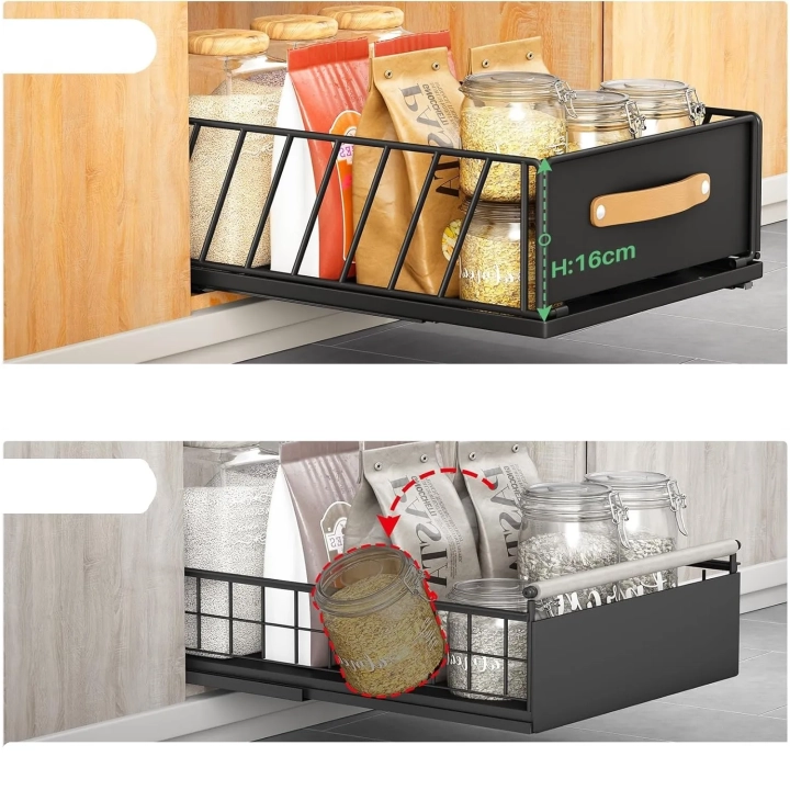 Organizer wysuwany do szafki kuchennej Kitstorack 40x25x16 cm z uchwytem
