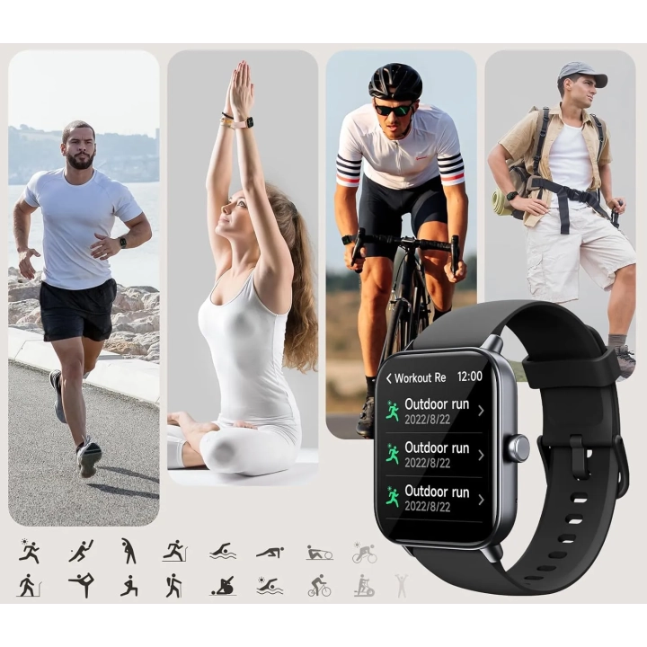 Smartwatch AEAC IDW19, 1,8-calowy, 110 trybów, IP68, czarny