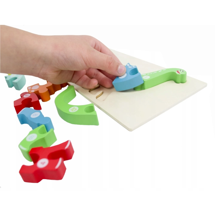 LT427 PUZZLE EDUKACYJNE DINOZAUR 3D MONTESSORI DREWNIANE PUZZLE