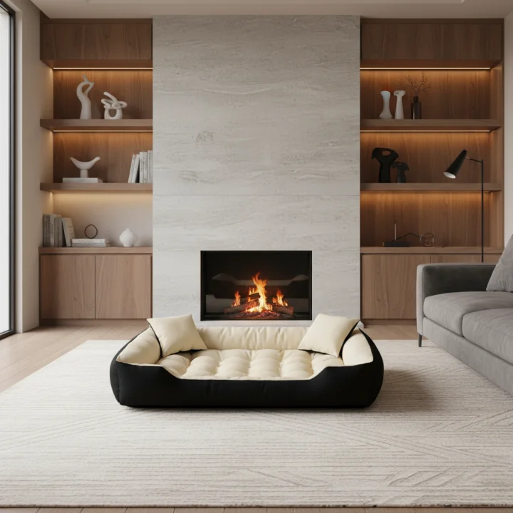 Legowisko dla psa kojec ECCO 115x95 cm wodoodporne beżowe