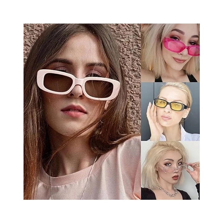 Okulary przeciwsłoneczne retro prostokątne RUNHUIS unisex małe kwadratowe vintage