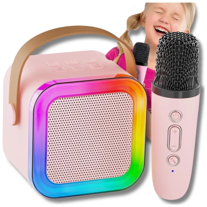GŁOŚNIK PRZENOŚNY BEZPRZEWODOWY BLUETOOTH KARAOKE Z MIKROFONEM USB RGB v