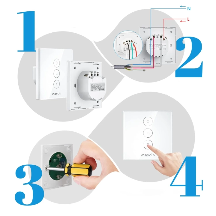 Przełącznik do żaluzji WiFi IP20 600W 240V Maxcio inteligentny sterownik rolet