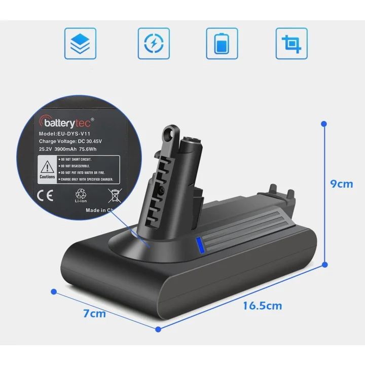 Akumulator Batterytec do Dyson DS-V11B, 18,5 x 11,3 x 9,2 cm