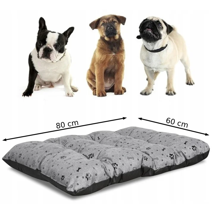 Legowisko dla psa poduszka PRESTIGE 80x60 cm wodoodporna kości czarne
