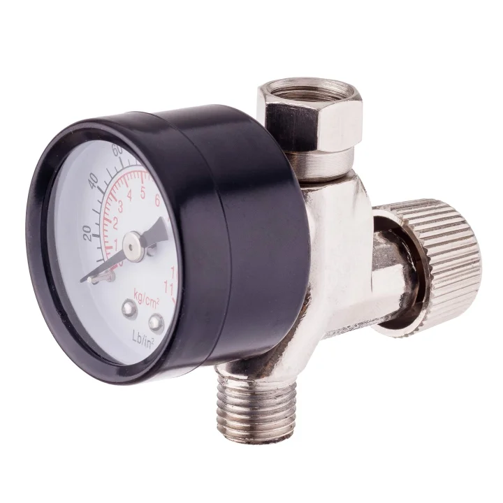Reduktor Ciśnienia Powietrza Szklany Pistoletu Lakierniczego 1/4 Manometr
