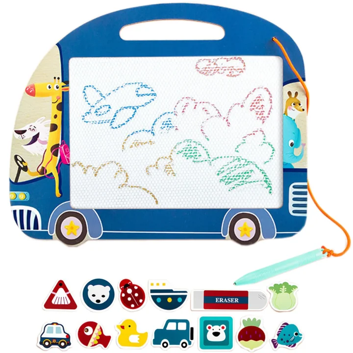 ZNIKOPIS DREWNIANY TABLICA DO PISANIA DWUSTRONNA MAGNESY AUTOBUS ZKB-2050