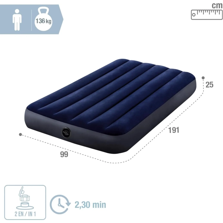 Materac dmuchany Intex Classic Downy Twin Dura Beam 191×99×25cm niebieski