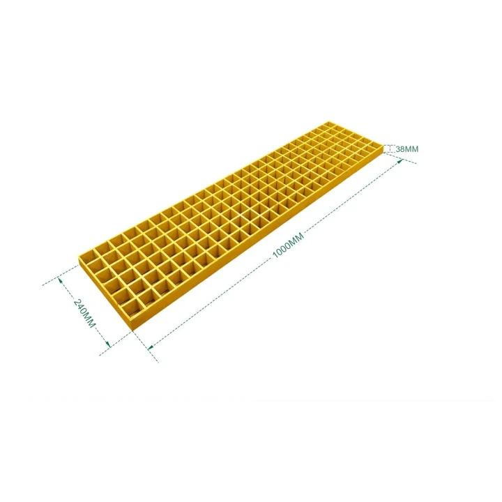 Stopnie schodowe przemysłowe z kraty FRP 240×1000×38 mm odporne na korozję