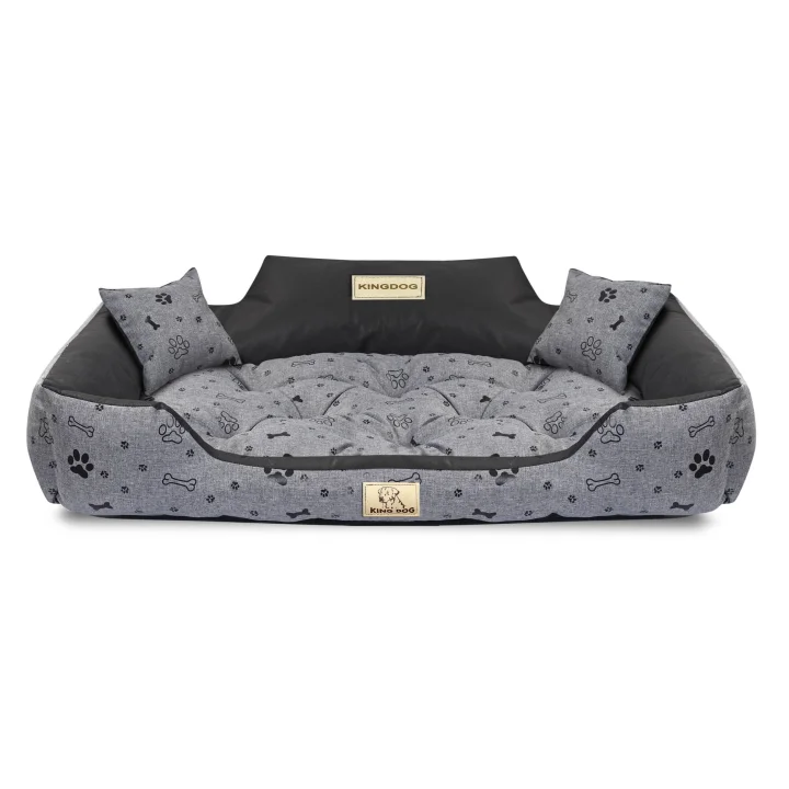 Legowisko dla psa kojec KINGDOG 115x95 cm personalizowane wodoodporne kości czarne